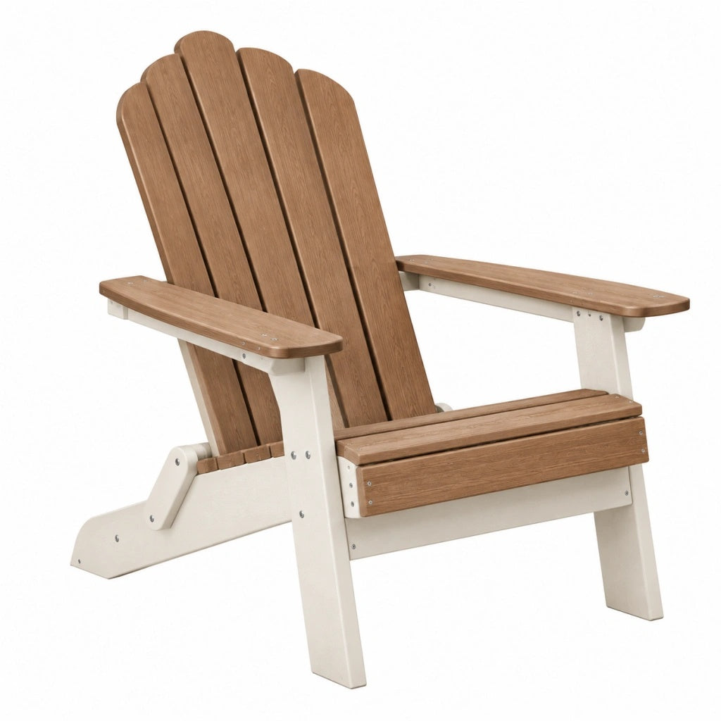 Fotel ogrodowy Adirondack 98 x 76 x 90 cm brązowy biały z podłokietnikami