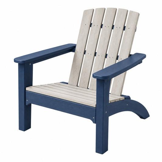 Krzesło ogrodowe w stylu Adirondack 80 x 90 x 100 cm drewniane granatowe i jasne drewno z podłokietnikami
