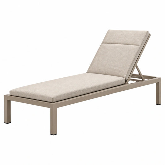 Leżak ogrodowy 200 x 65 cm metalowy beżowy z regulowanym oparciem