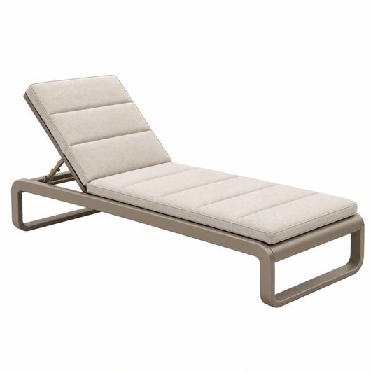 Leżak ogrodowy 200 x 70 cm metalowy beżowy z regulowanym oparciem
