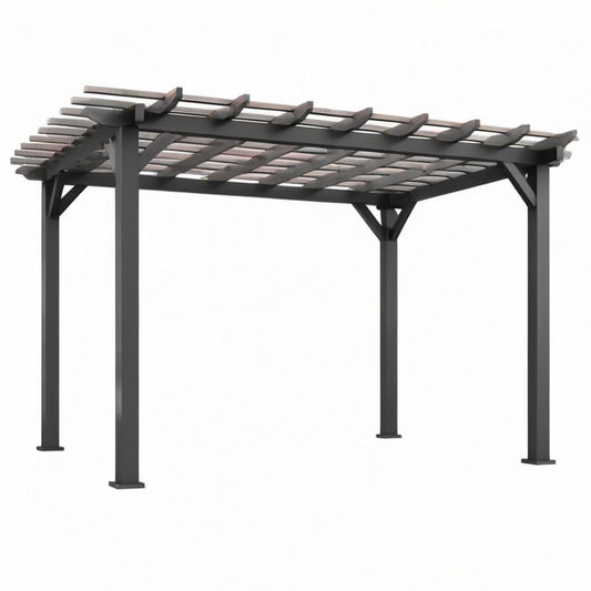 Pergola ogrodowa 300 x 300 x 230 cm stalowa czarna z listwami dachowymi